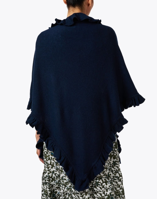 Signature Navy Cashmere Ruffle Shawl - A Cozy Fashion Accessory