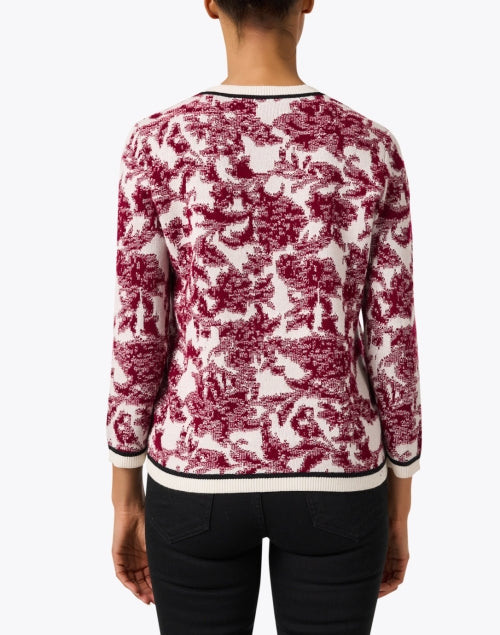 Jessica Women's Fashionable Burgundy Print Knit Cardigan