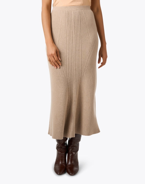 Feminine Flaxen Cashmere Mermaid-style Midi Skirt for Women