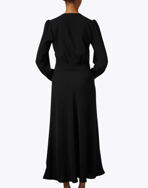 Ariel Women's Elegant Black Tie Neck Maxi Dress