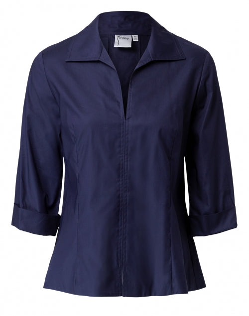 Navy Cotton Poplin Swing Shirt for Timeless Everyday Wear