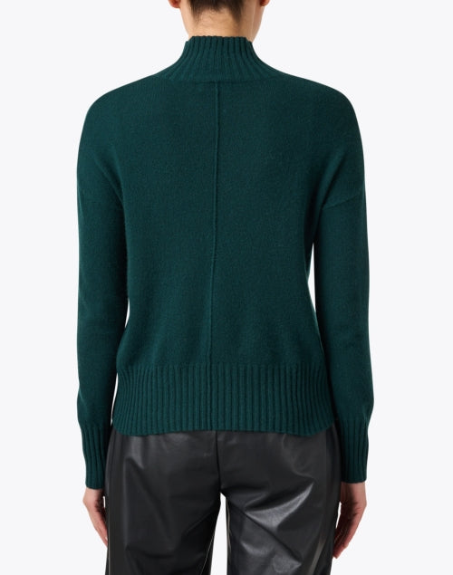 Stylish Cypress Green 100% Cashmere Funnel - Neck Sweater