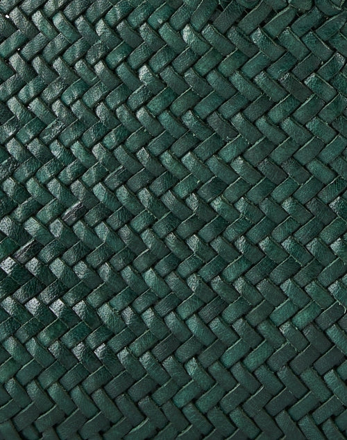 Exquisite Tonal Green Woven Leather Nova Luna Shoulder Bag