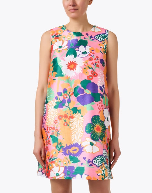 Stylish Pink Multi - floral Sleeveless Shift Dress by Frances Valentine