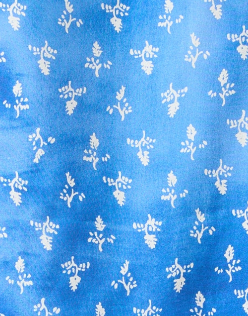 Elegant Blue Printed Silk Poncho Style Top for Effortless Fashion