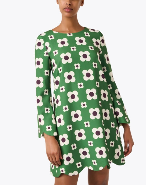 Ruoda Women's Green Printed Mini Shift Dress for Transitional Wear