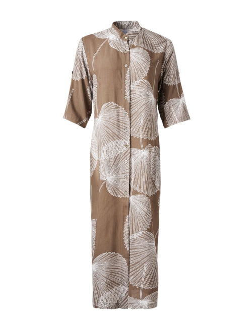 Morning Break Palm Print Women's Casual Shirt Dress