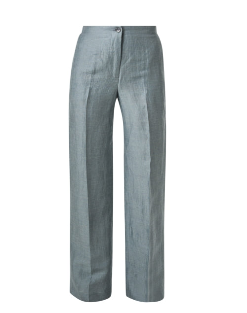 Stylish Green Linen Men's/Women's Straight Leg Dress Pants