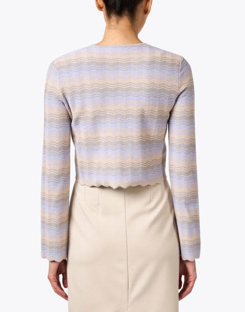 Stylish Muted Grey and Pink Chevron Patterned Knit Women's Jacket for Layering