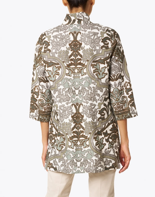Stylish Rita Taupe Verona Linen Printed Straight - Fit Jacket