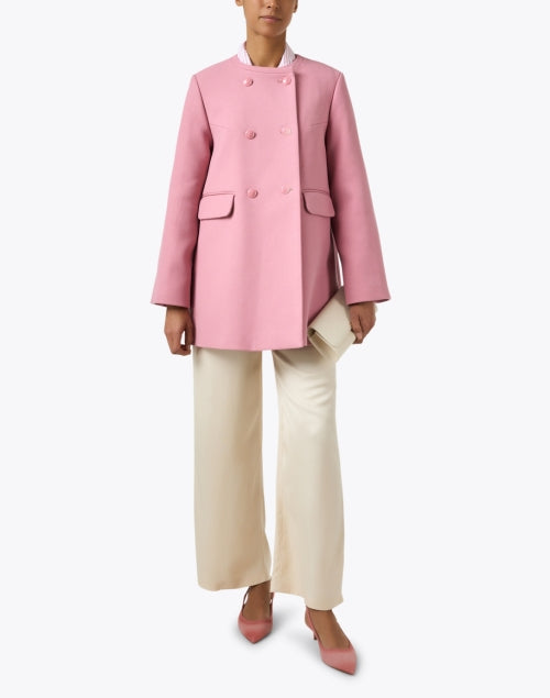 Stylish Pink Cotton Matisse Double - Breasted Jacket for Versatile Layering
