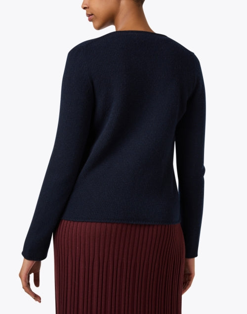 Navy Luxury Wool Cashmere Blend Regina Cardigan with Stylish Details