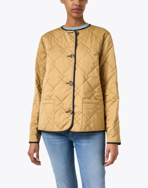 Reversible Navy and Camel Quilted Fashion Jacket for Spring Getaways