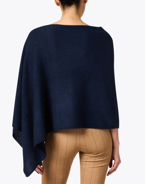 Cozy Midnight Blue Lightweight Cashmere Ruana Poncho