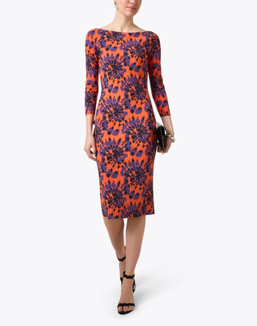 Stylish Tuby Orange Multi - Printed Women's Midi Dress