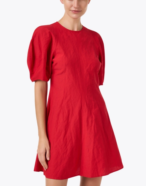 Stylish Bettina Red Crinkled Cotton-Blend A-Line Dress