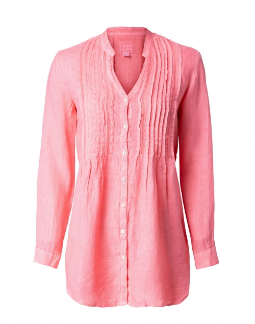 Stylish Pink Linen Shirt with Delicate Pintuck Detailing
