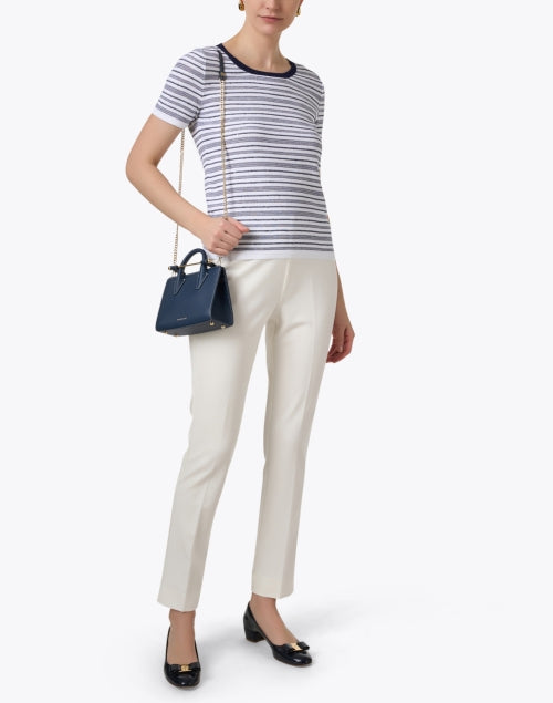 Stretchy Annie Cream Pull - On Straight - Leg Pants