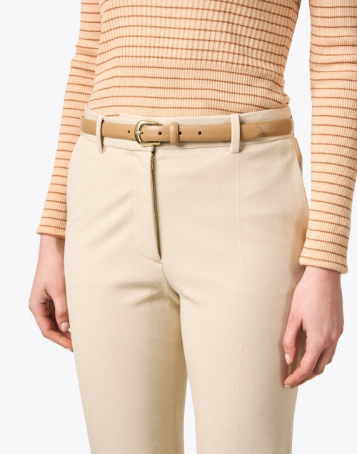 Mini Camel Leather Kennedy Fashion Belt for Daytime Style
