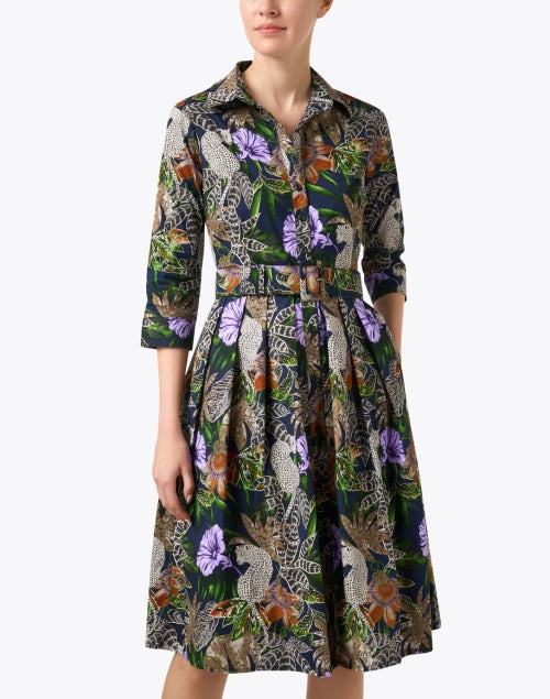 Audrey Cotton Stretch Dress with Multi Jungle Print