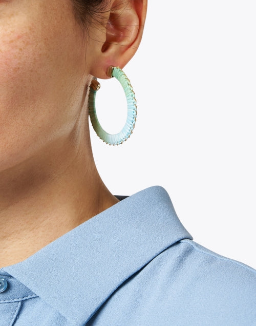Stylish Women's Belo Blue Raffia Ombre Hoop Earrings for Resort Wear