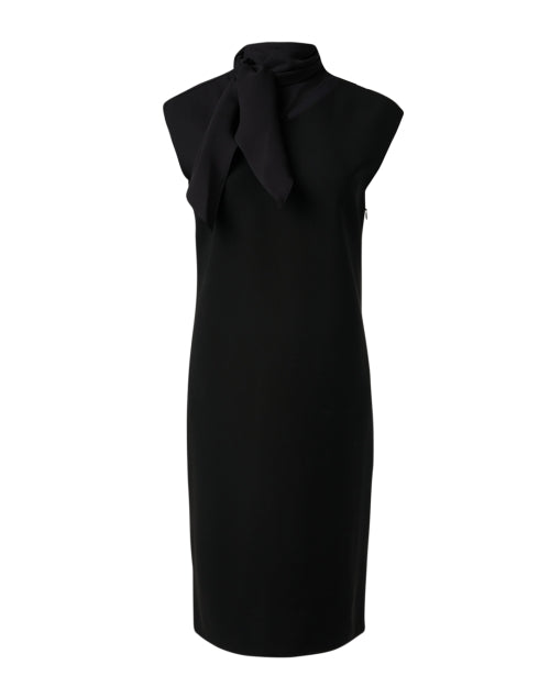 Elegant Black Scarf Tie Neck Sheath Dress for Women