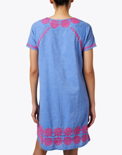 Norah Casual Blue Chambray Embroidered Women's Summer Dress