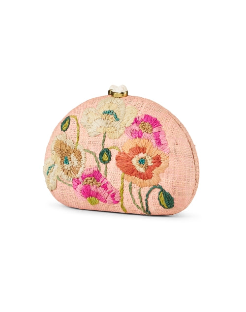 Stunning Pink Floral Embroidered Banana Leaf Handwoven Clutch