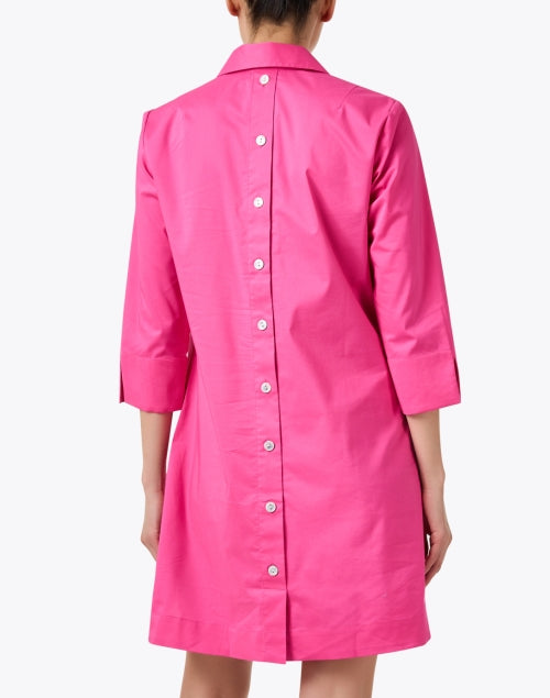 Aileen Stylish Hot Pink Cotton Blend Stretch Shirt Dress for Women