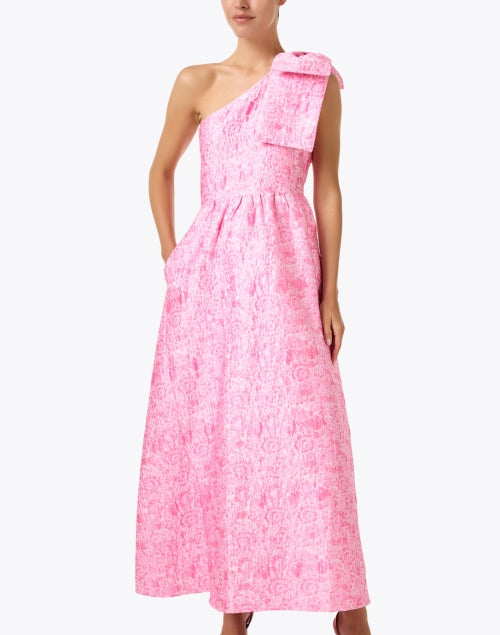 Caroline Women's Pink Jacquard One - Shoulder Party Dress