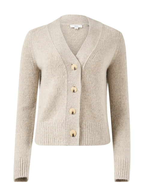 Elegant Taupe Cashmere Women's Cardigan for Layering