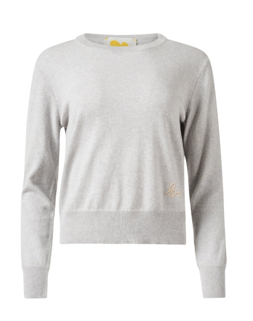 Stylish Grey and Beige Embroidered Women's Sweater for Everyday Wear