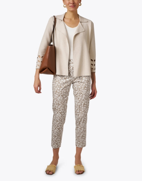 Beige Colored Cutout Design Knit Fashion Jacket