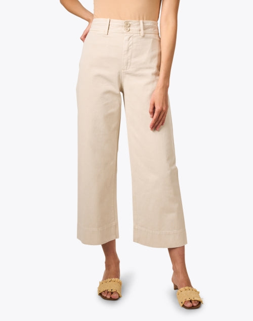Merida Beige Comfortable Straight - Leg Cotton Ankle Pant