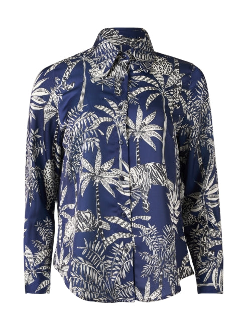 Navy Multi - Print Women's Blouse by Vilagallo Named Mafalda