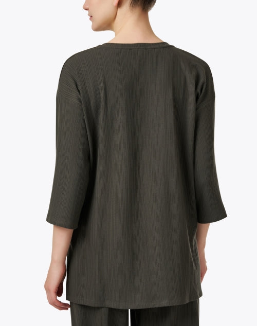 Stylish Green Longline Ribbed Textured Top