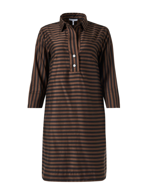 Stylish Aileen Women's Brown Striped Cotton Shirt Dress for Everyday Wear