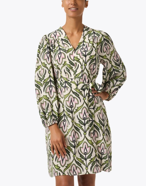Weekend Max Mara Baden Green-Printed Silk Women's Dress for Effortless Style