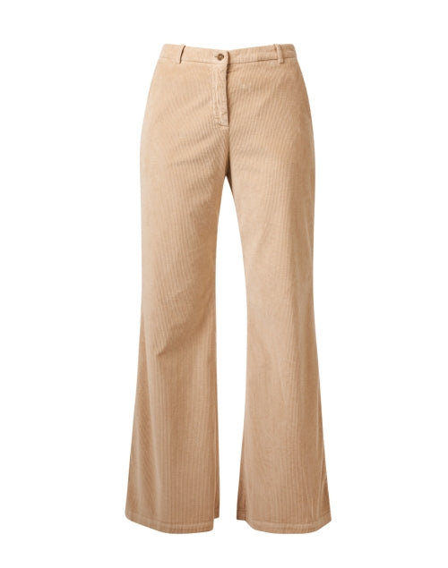 Beige Corduroy Wide Leg Trousers for Everyday Wear