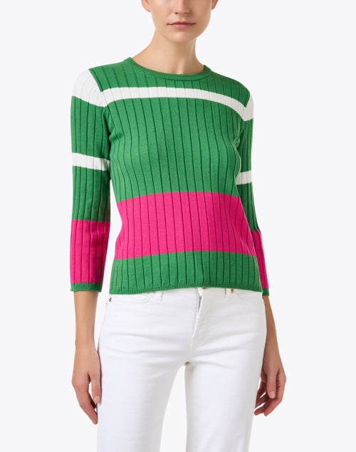 Stylish Green Color Blocked Cotton Sweater for Fashionable Wardrobe