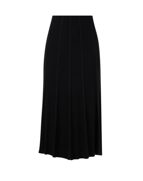 Stylish Black Ribbed Midi Pull - on Knit Skirt
