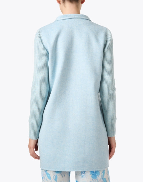 Stunning Surf Blue Wool and Cashmere Blend Women's Winter Coat
