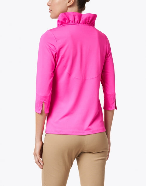 Stylish Pink Ruffled V-Neck Women's Top for a Feminine Look