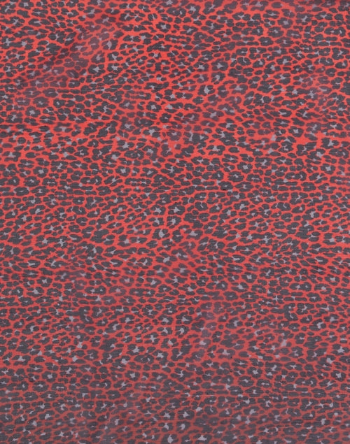 Exquisite Handwoven Red and Blue Leopard Print Silk Scarf