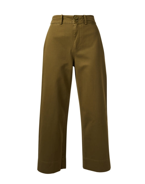 Comfortable Merida Olive Cotton Straight - Leg Ankle - Hemmed Pants
