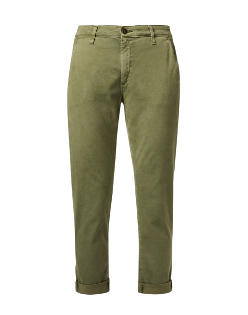 AG Jeans Caden Stretchable Lightweight Cotton Cropped Pants in Khaki Green