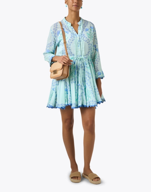 Vibrant Blue Ginkgo Patterned Women's Shirt Dress