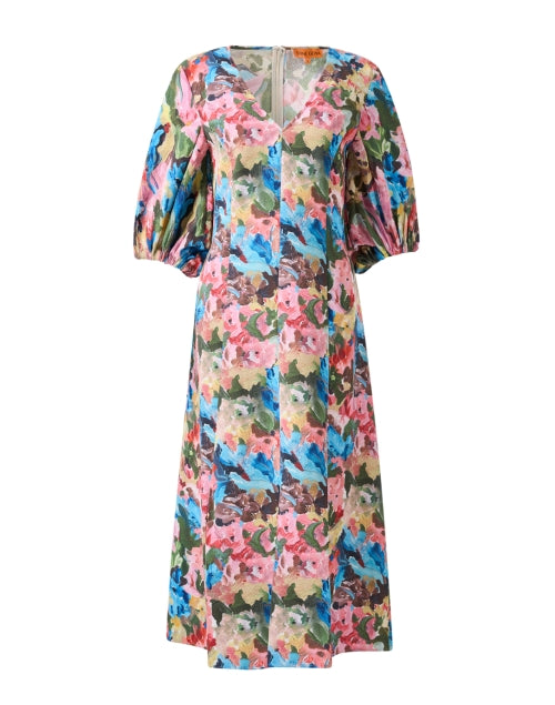 Stylish Women's Multi-Flower Print A-Line Dress