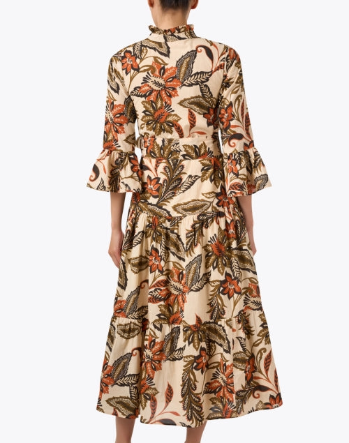 Stylish Beige Printed 100% Cotton Voile A-Line Roxie Dress