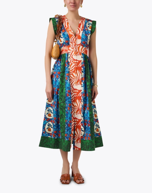 Stylish April Mixed Print Women's Cotton A-Line Dress